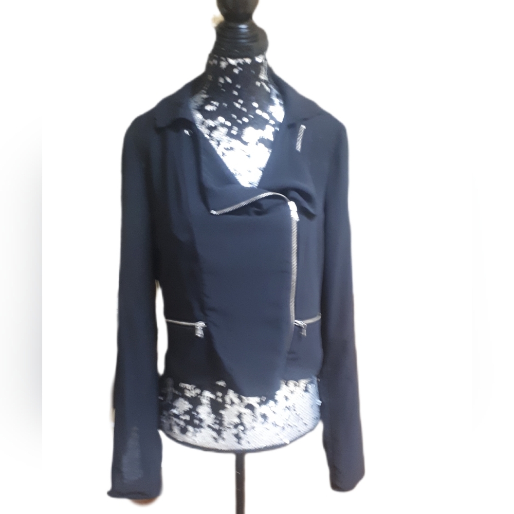 Kenneth Cole Black Moto-Style Zip Jacket